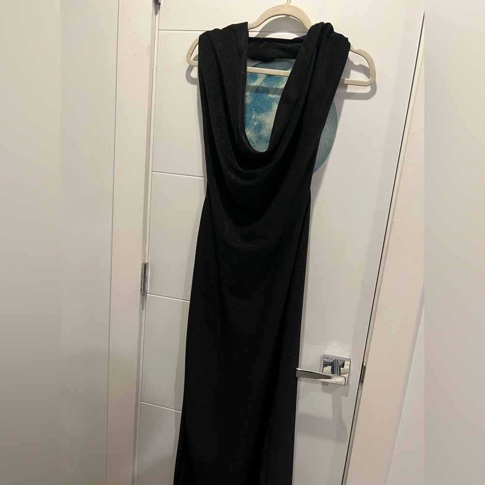 Sparkly Black Cowl Neck Women's Dress